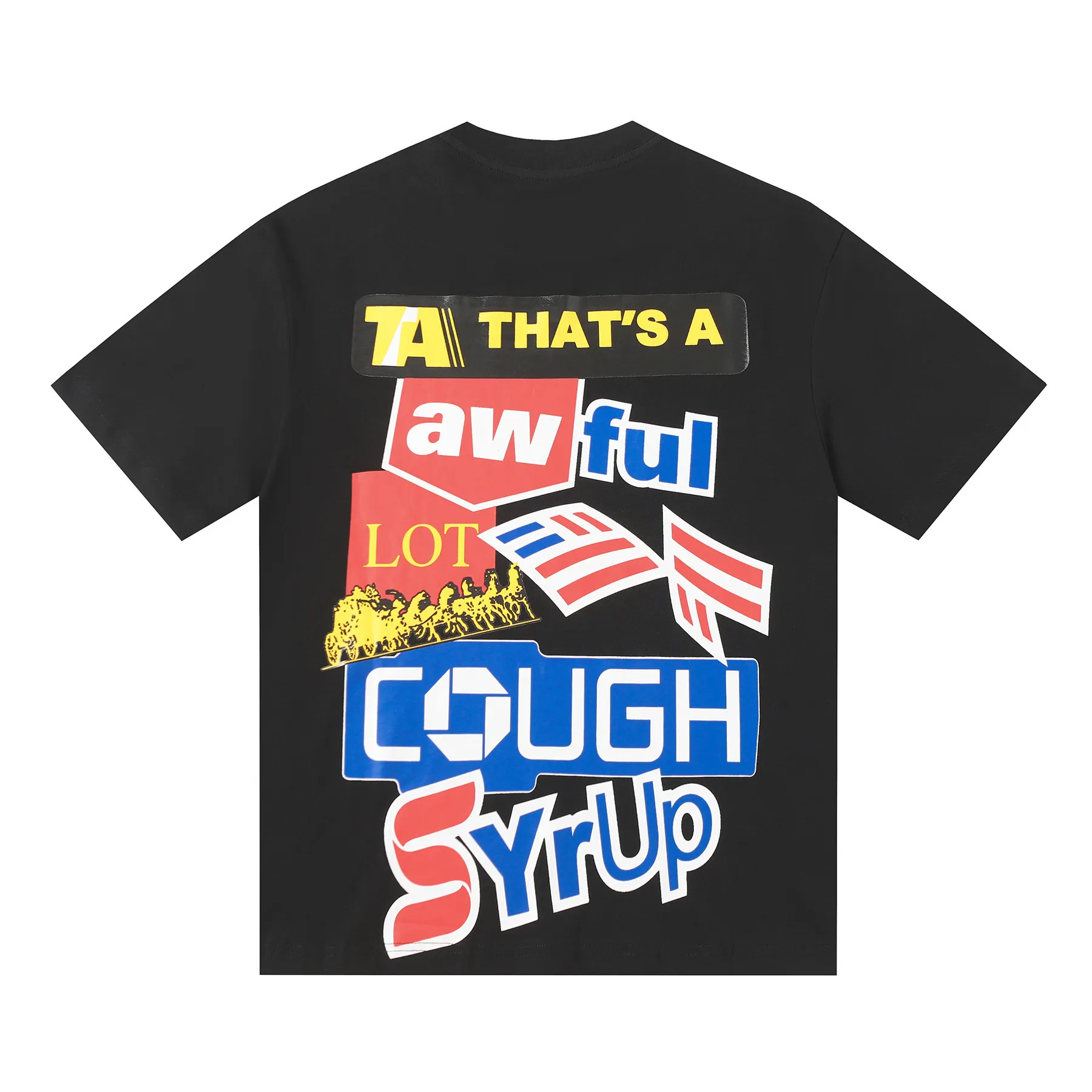#White/Black ｜ THAT'S A AWFUL LOT OF COUGH SYRUP In Stock Real shot American simple trendy brand loose casual T-shirt Fabric (fabric): 32 counts Weight combed double yarn pure cotton Sizes (size): S-M L X L Color (colour):, Black/White